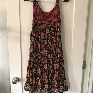 Free People Floral Sleeveless Dress - Black and Pink